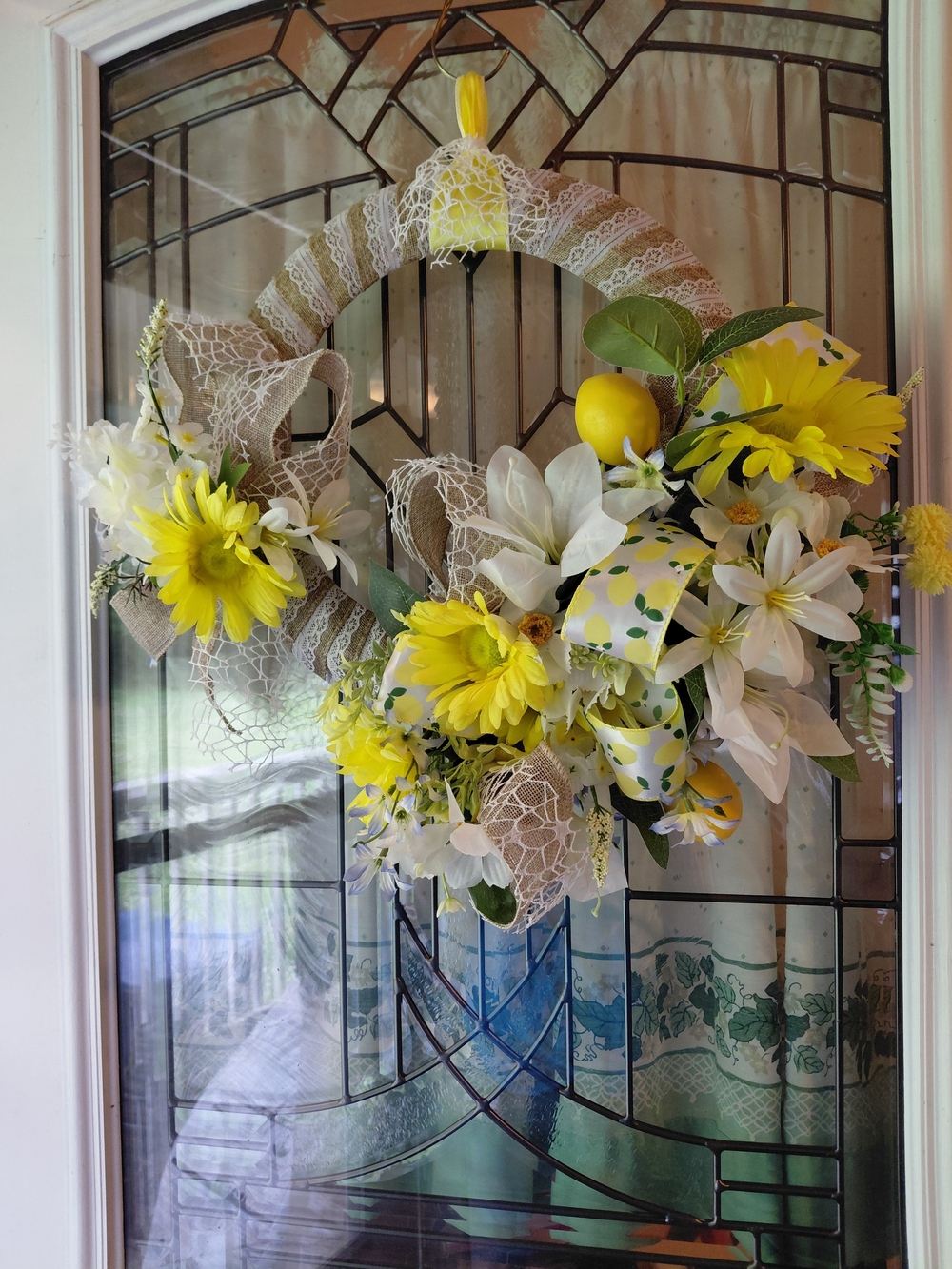 Yellow and White with Lemons Floral Spring/Summer Wreath - Picture 7 of 12